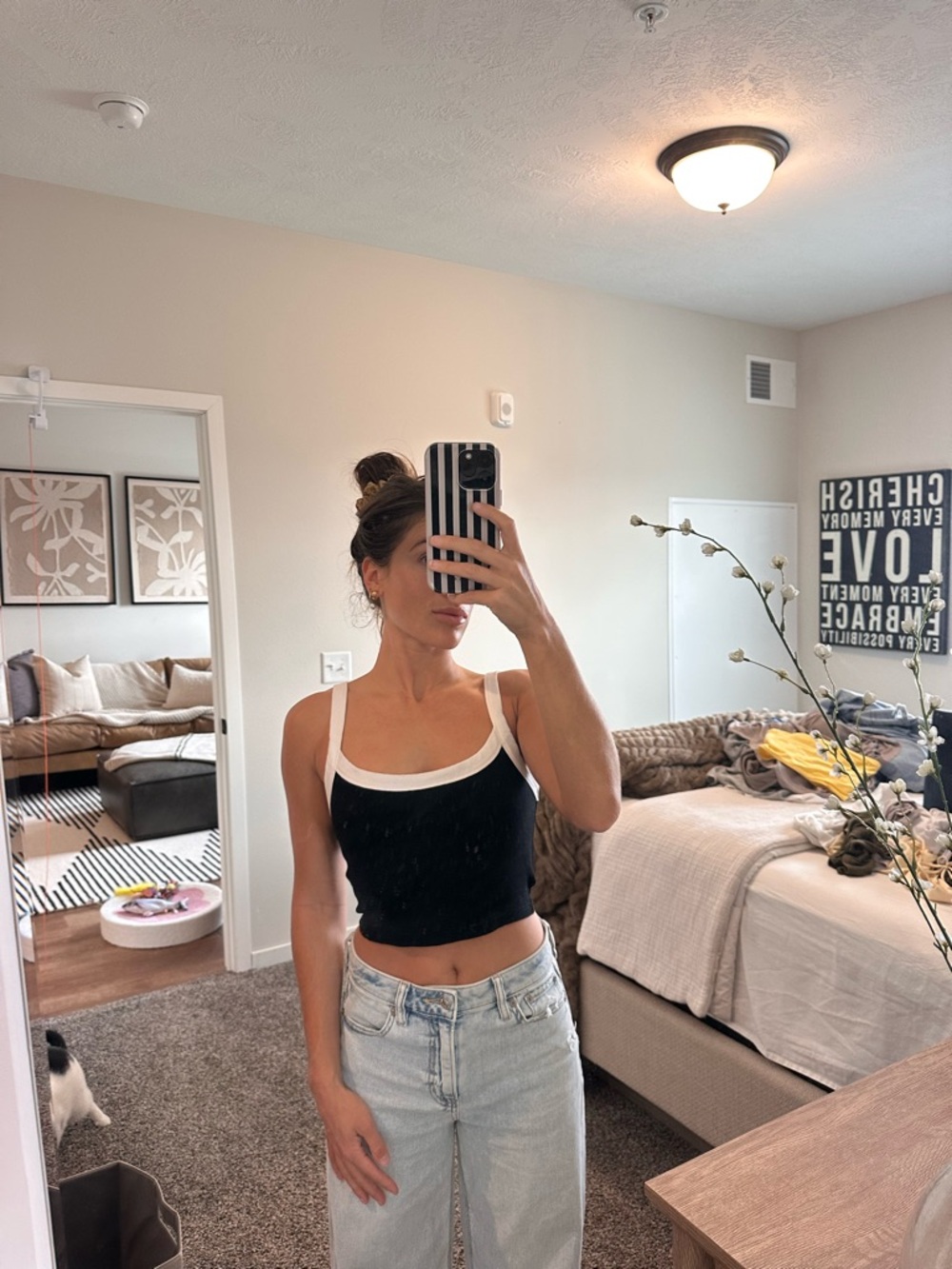 Rumored Black Tank Top with White Trim